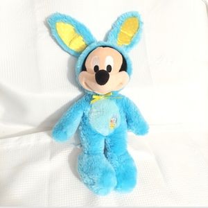 Disney Store Easter Bunny Mickey Mouse Embroidered Basket Satin Ear Stuffed Toy